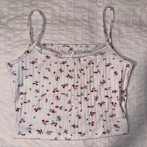 Floral Crop Top with Lace on the Front